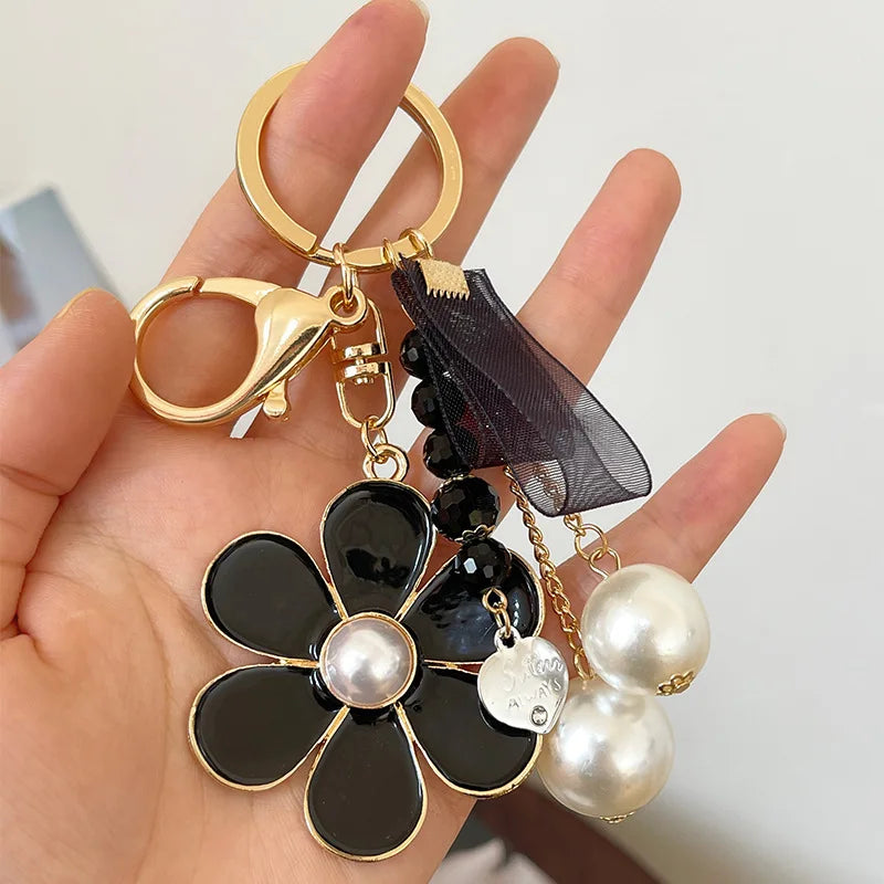 Black Flower Key Chain