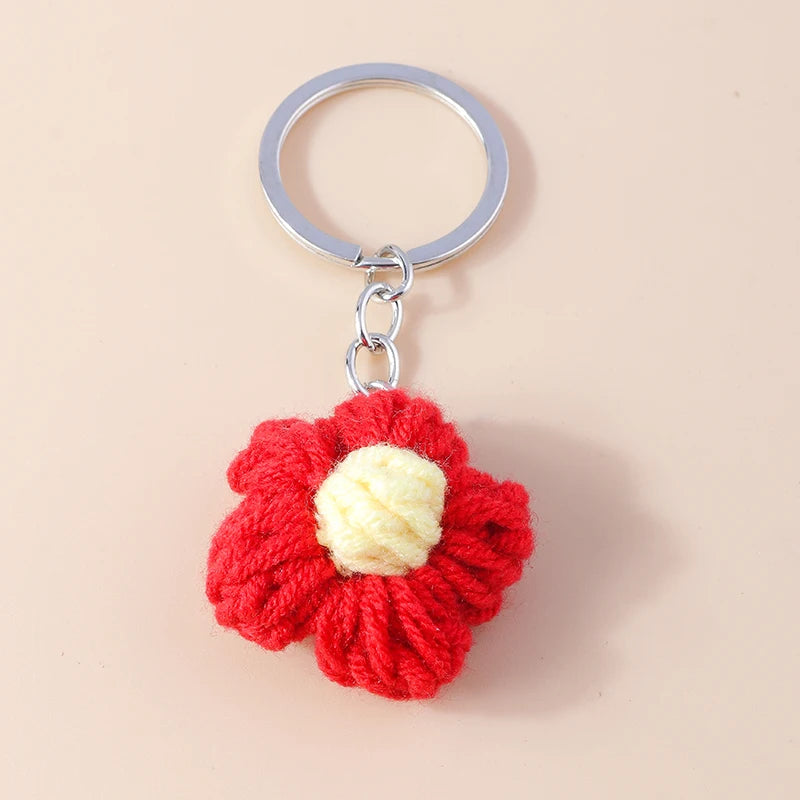 Knitted Floral Heart Key Chains