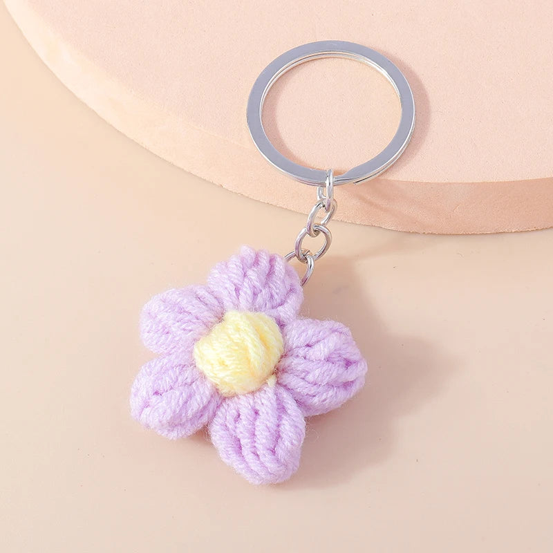 Knitted Floral Heart Key Chains