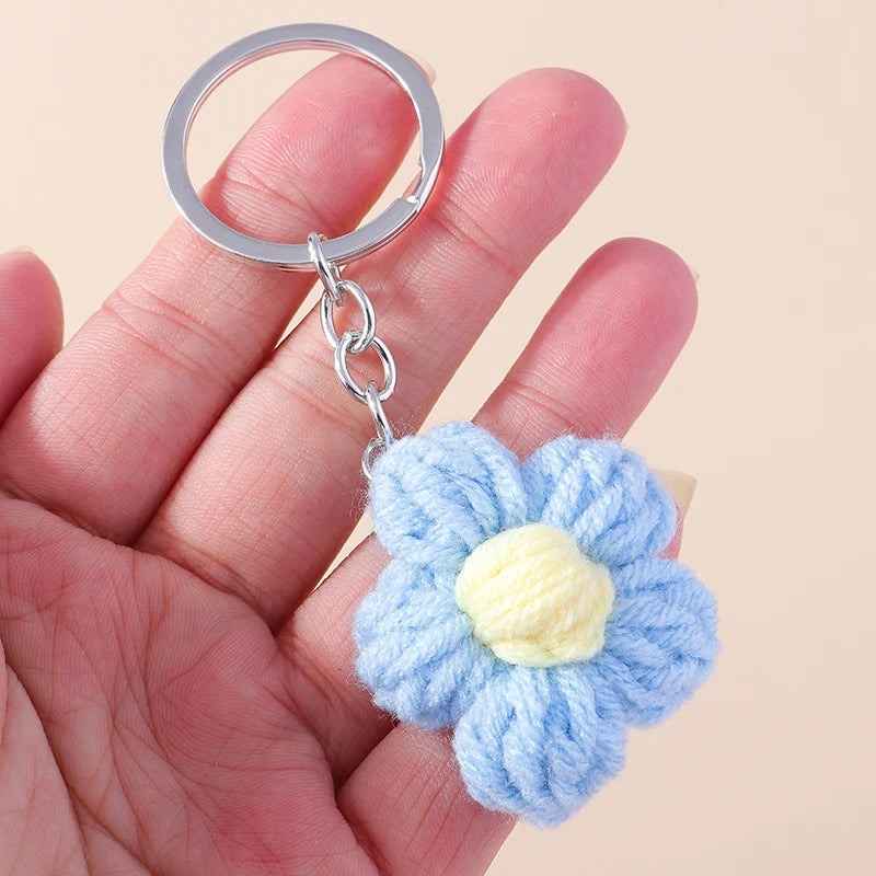 Knitted Floral Heart Key Chains