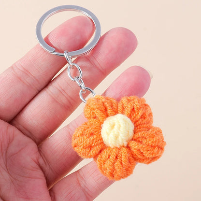 Knitted Floral Heart Key Chains