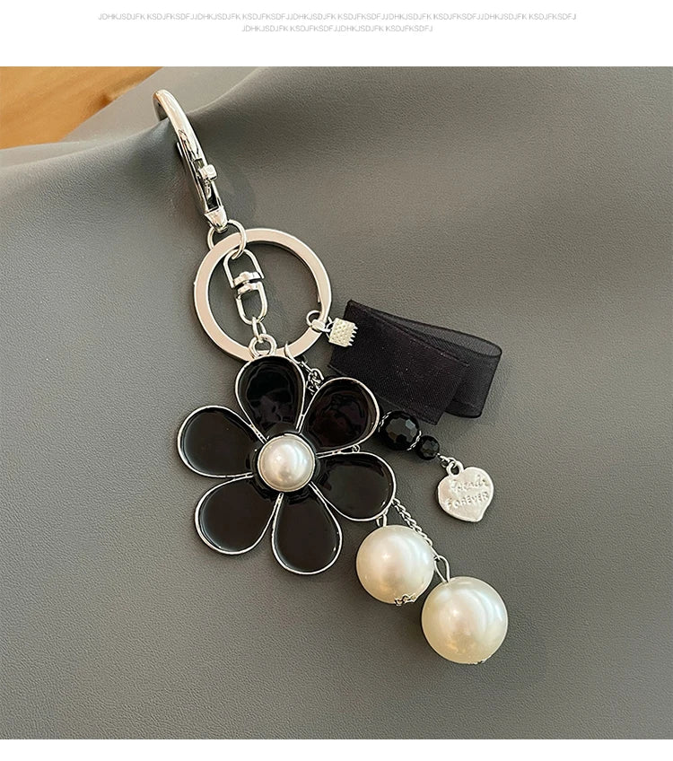 Black Flower Key Chain