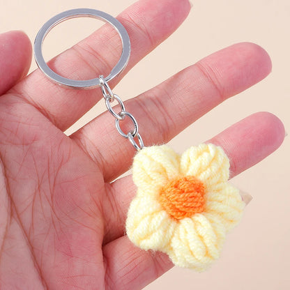 Knitted Floral Heart Key Chains