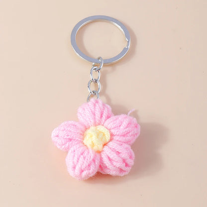 Knitted Floral Heart Key Chains