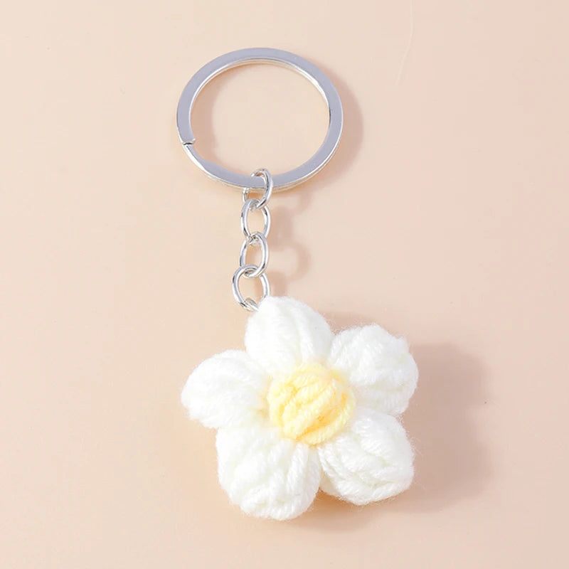 Knitted Floral Heart Key Chains