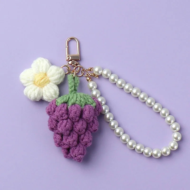 Crochet Pearl Grape Charm