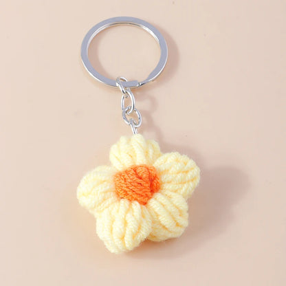 Knitted Floral Heart Key Chains