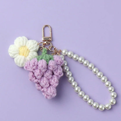 Crochet Pearl Grape Charm