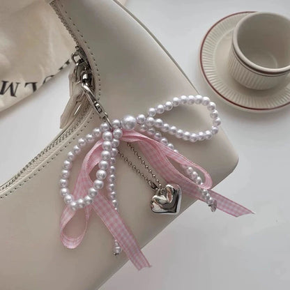 Lattice Ribbon Bowknot Pearls