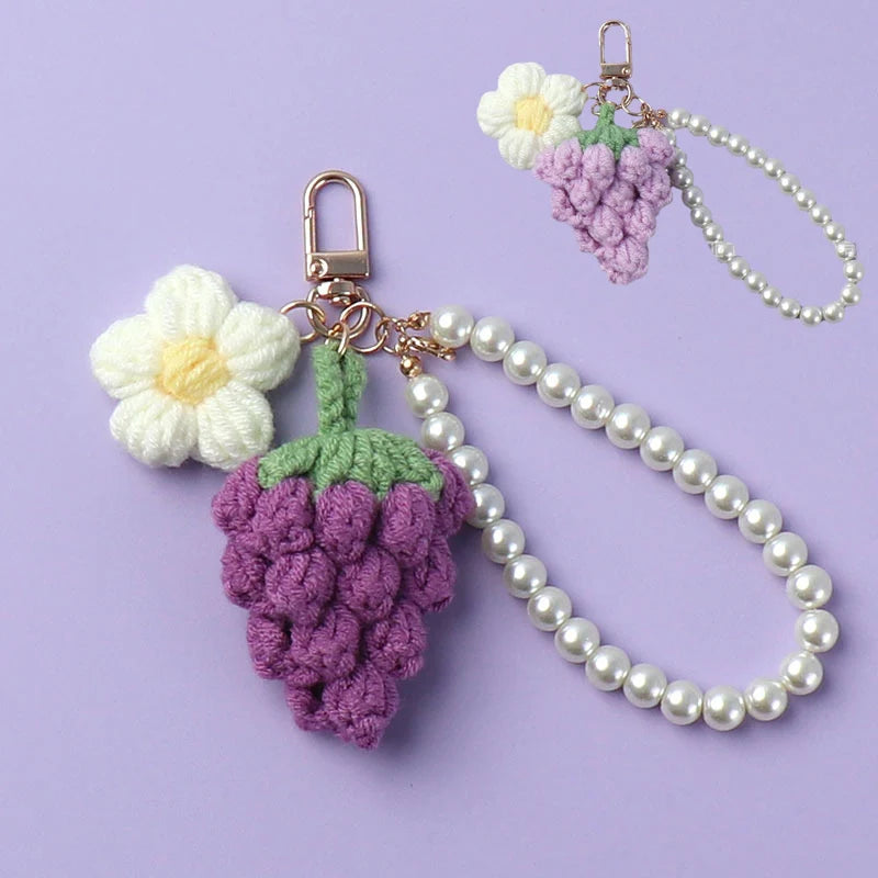 Crochet Pearl Grape Charm