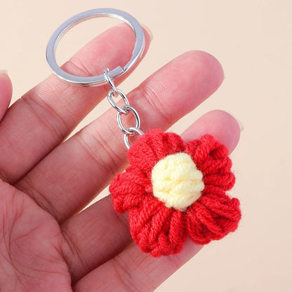 Knitted Floral Heart Key Chains