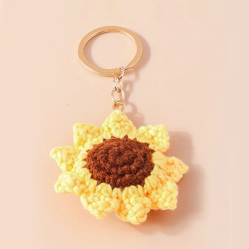 Knitted Floral Heart Key Chains