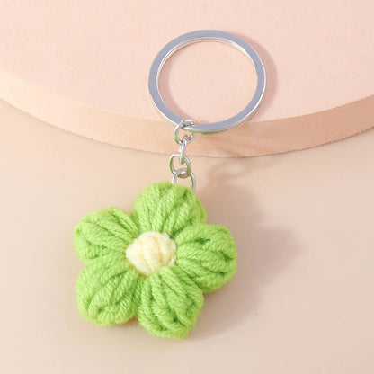 Knitted Floral Heart Key Chains