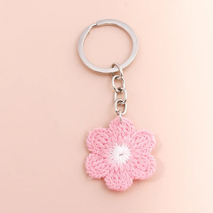 Knitted Floral Heart Key Chains