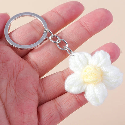 Knitted Floral Heart Key Chains