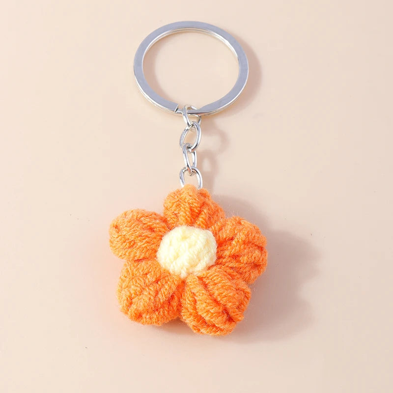 Knitted Floral Heart Key Chains