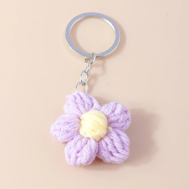 Knitted Floral Heart Key Chains