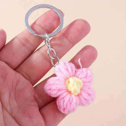 Knitted Floral Heart Key Chains