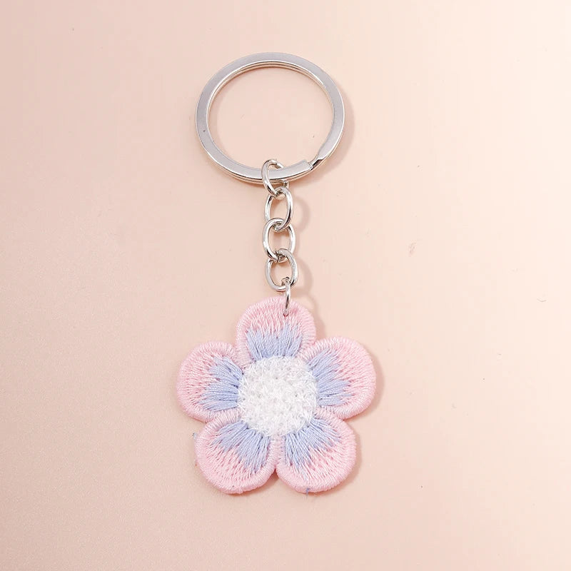 Knitted Floral Heart Key Chains