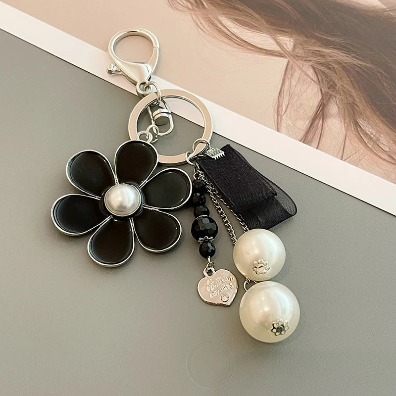 Black Flower Key Chain