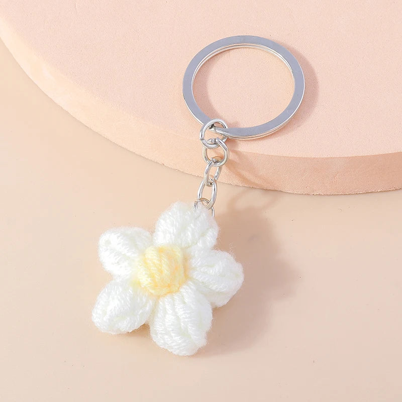 Knitted Floral Heart Key Chains