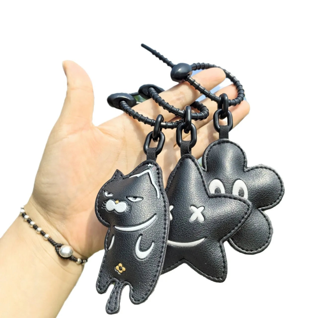 Black Leather Character Key Chains