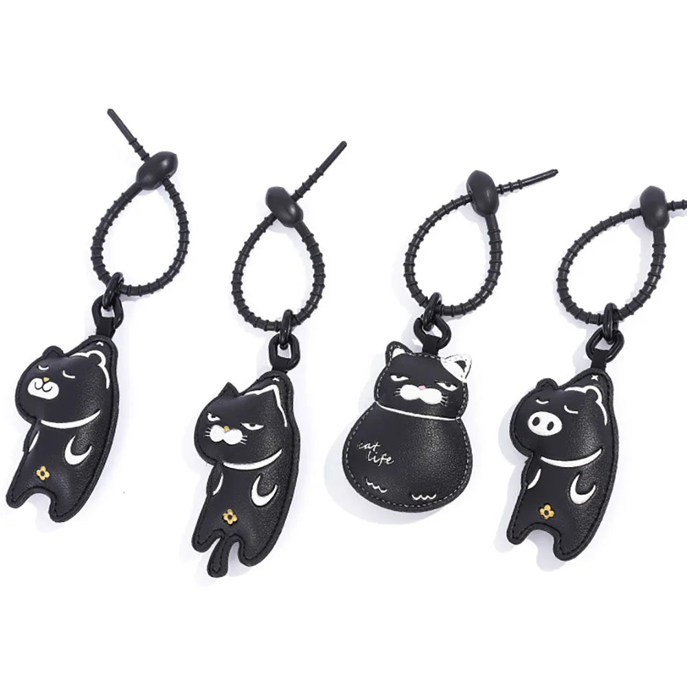 Black Leather Character Key Chains