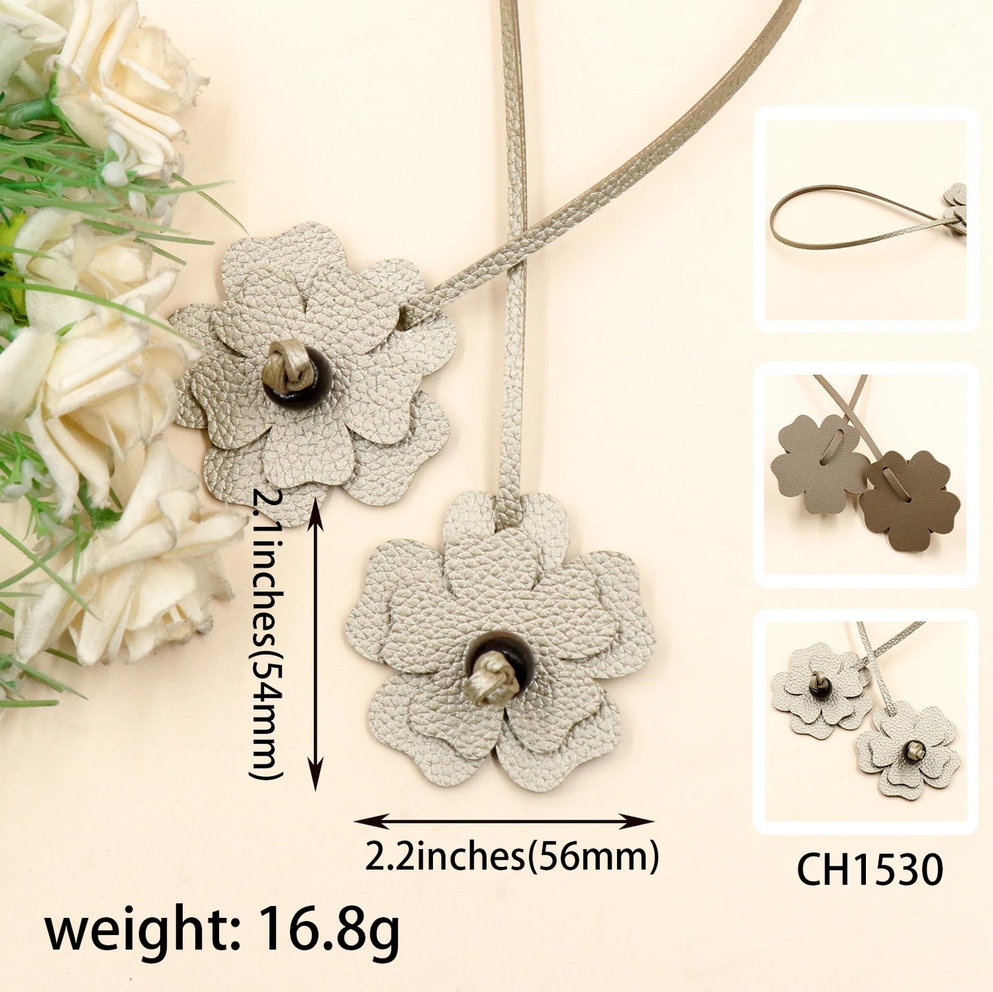 Leather Flower Bag Charm