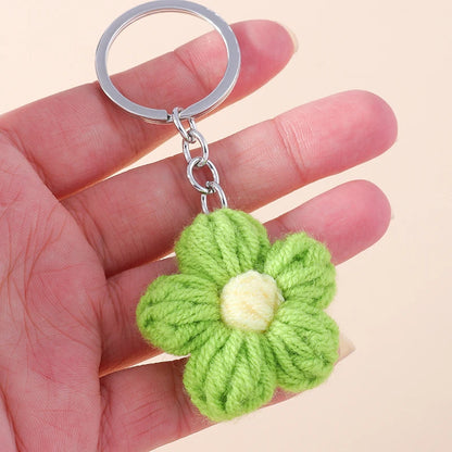 Knitted Floral Heart Key Chains