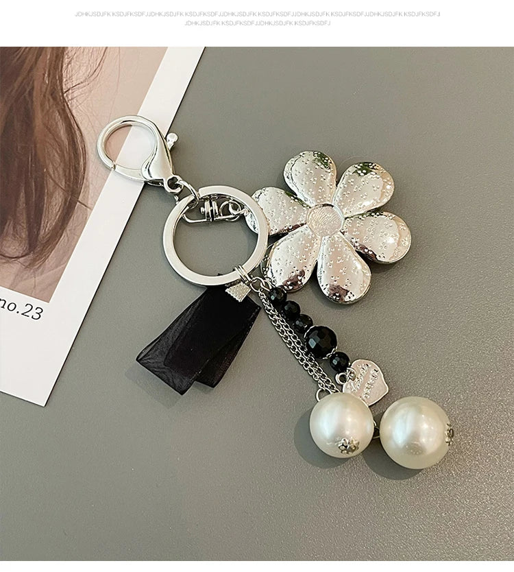 Black Flower Key Chain