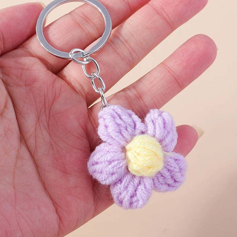 Knitted Floral Heart Key Chains