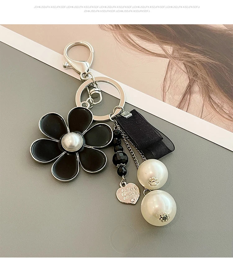 Black Flower Key Chain