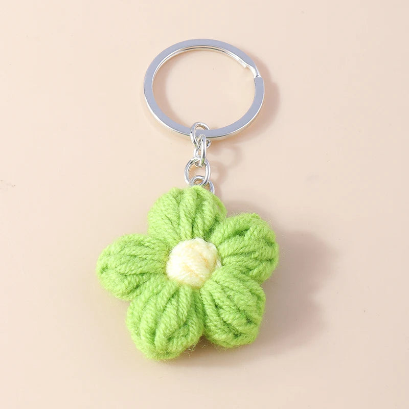 Knitted Floral Heart Key Chains