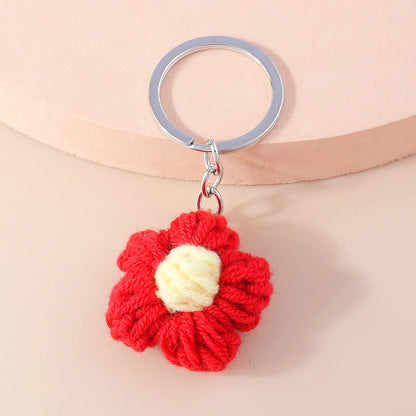 Knitted Floral Heart Key Chains