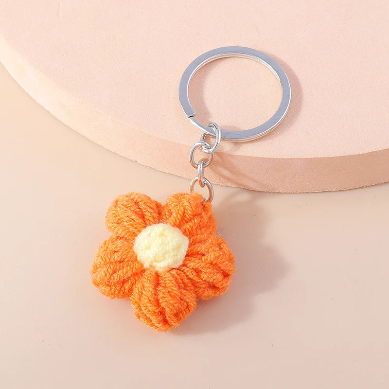 Knitted Floral Heart Key Chains