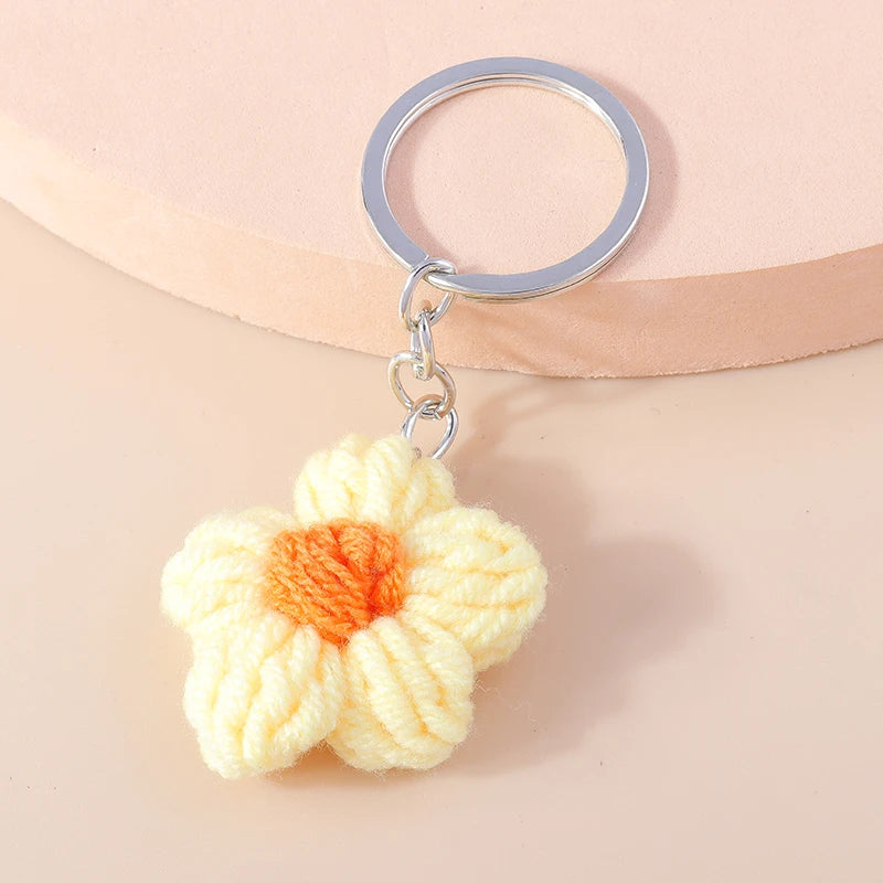 Knitted Floral Heart Key Chains