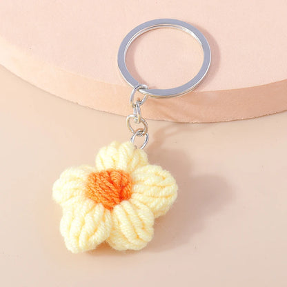 Knitted Floral Heart Key Chains