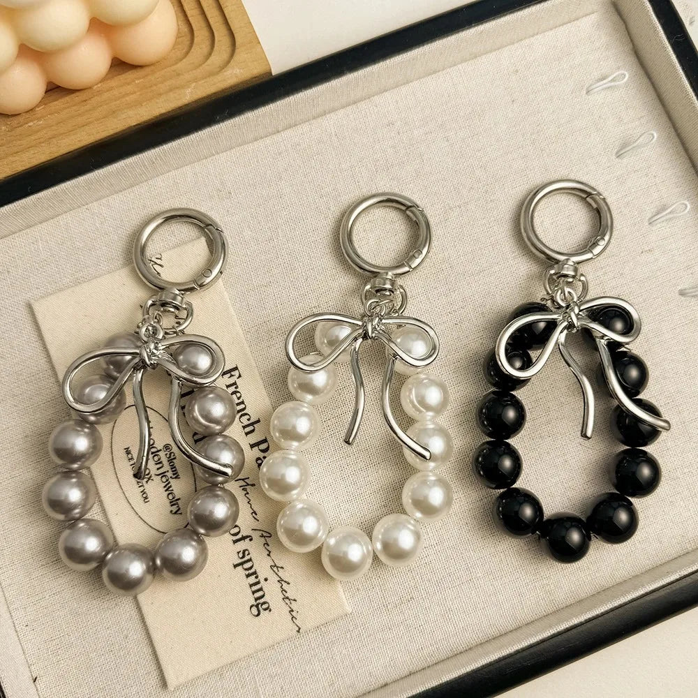 Metal Beads Bowknot Keychains