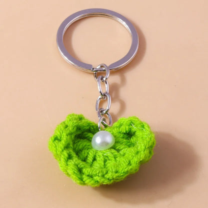 Knitted Floral Heart Key Chains