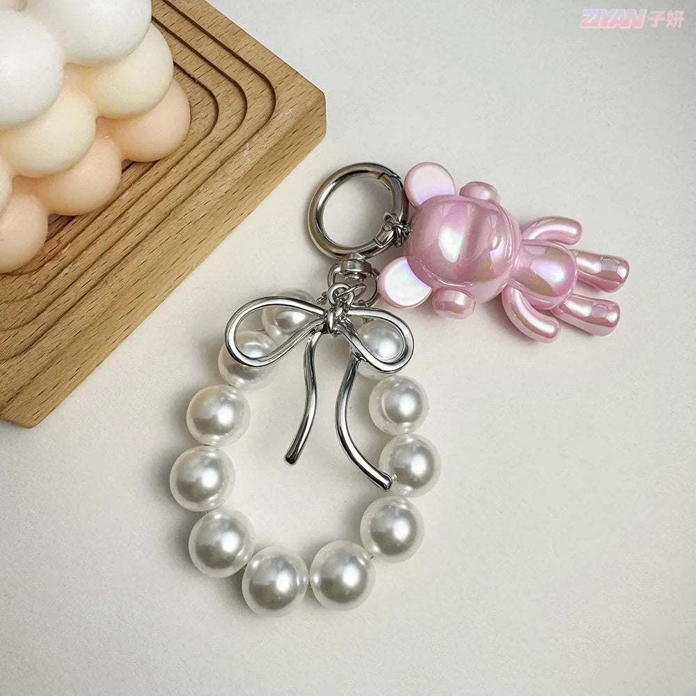 Metal Beads Bowknot Keychains