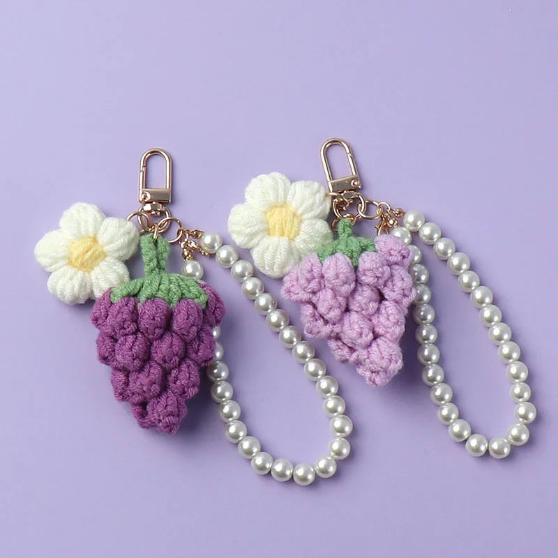 Crochet Pearl Grape Charm