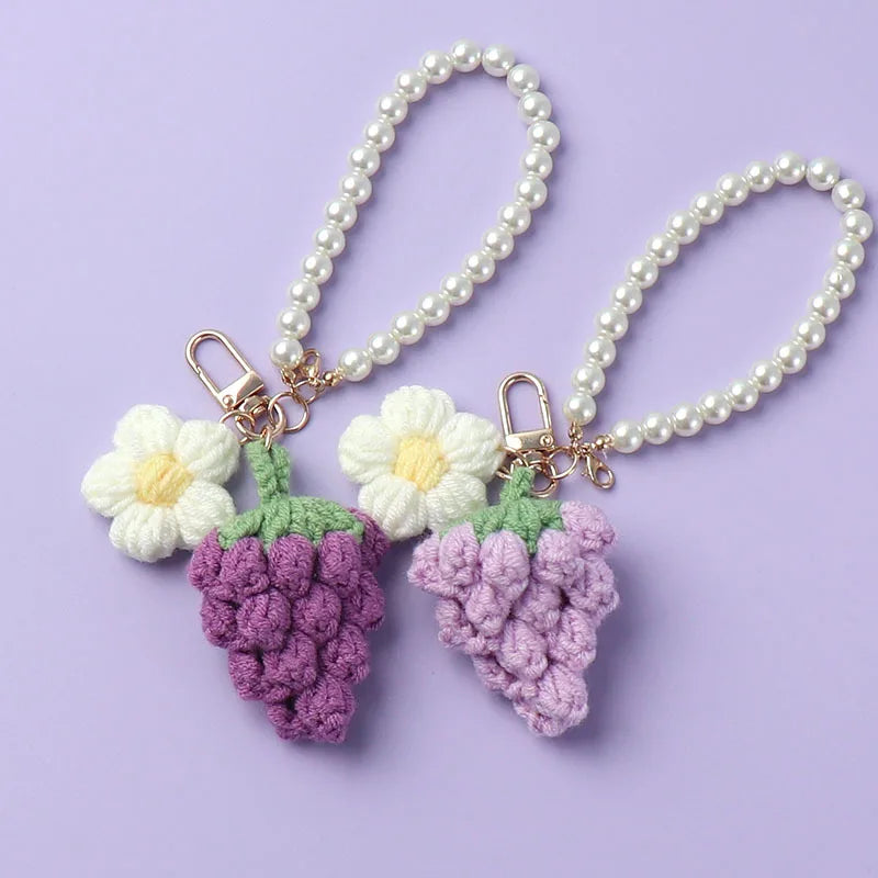 Crochet Pearl Grape Charm